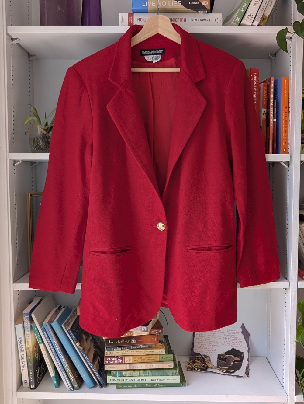 Vintage Red Single-Button Blazer Wool Size 12 / Large Old Money Quiet Luxury